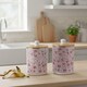 image 2 of Oak Leaves & Berries Compost Caddy - Metal 2L Red Decorative Kitchen Food Waste Bin