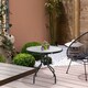 image 2 of Outsunny 80cm Outdoor Round Dining Table with Tempered Glass Top