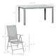 image 5 of Outsunny 7 Piece Garden Dining Set, Outdoor Table and 6 Folding and Reclining Chairs, Aluminium Frame, Tempered Glass Top Table, Texteline Seats, Grey
