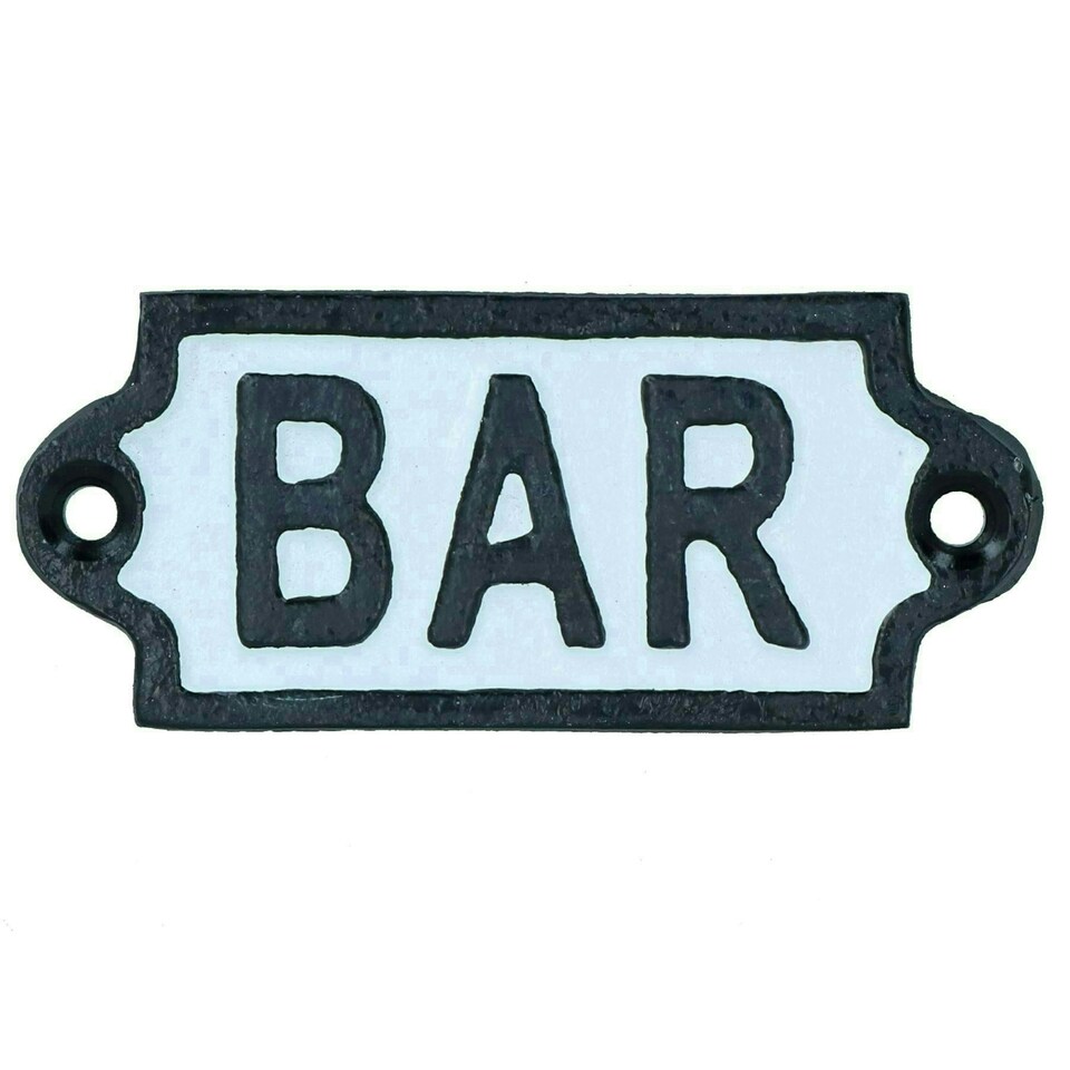 image 1 of Bar Cast Iron Sign Plaque Door Wall House Gate Post Hotel Restaurant Pub Home