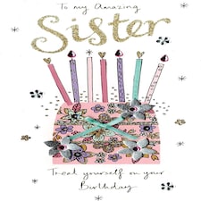 Sister Birthday Luxury Champagne Greeting Card Hand-Finished Cards