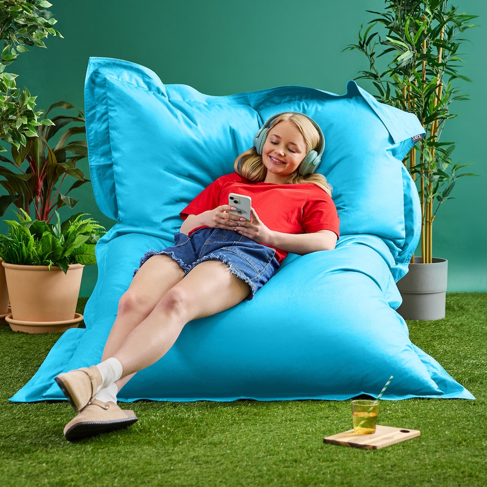 image 1 of icon Giant Indoor Outdoor Bean Bag Floor Cushion Aqua