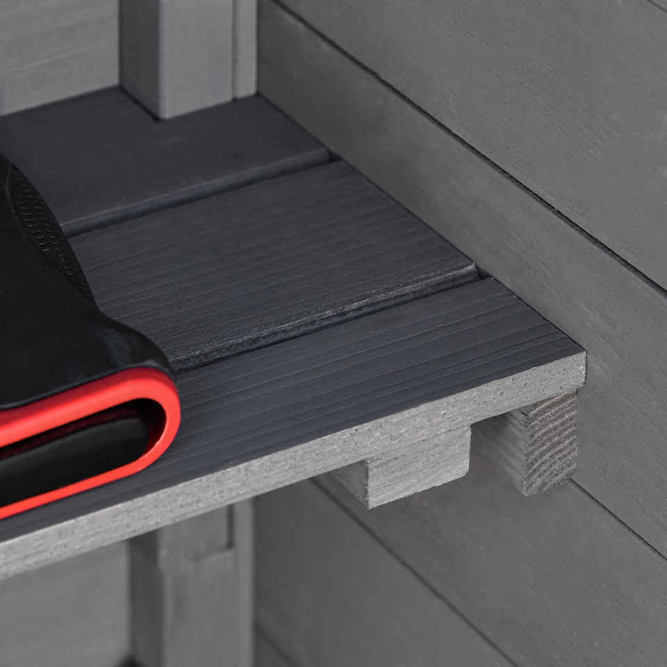 image 1 of Outsunny Wooden Garden Storage Shed Utility Gardener Cabinet w 3 Shelves, Tiltedfelt Roof and Two Lockable Doors, 79cm x 49cm x 191.5cm, Dark Grey