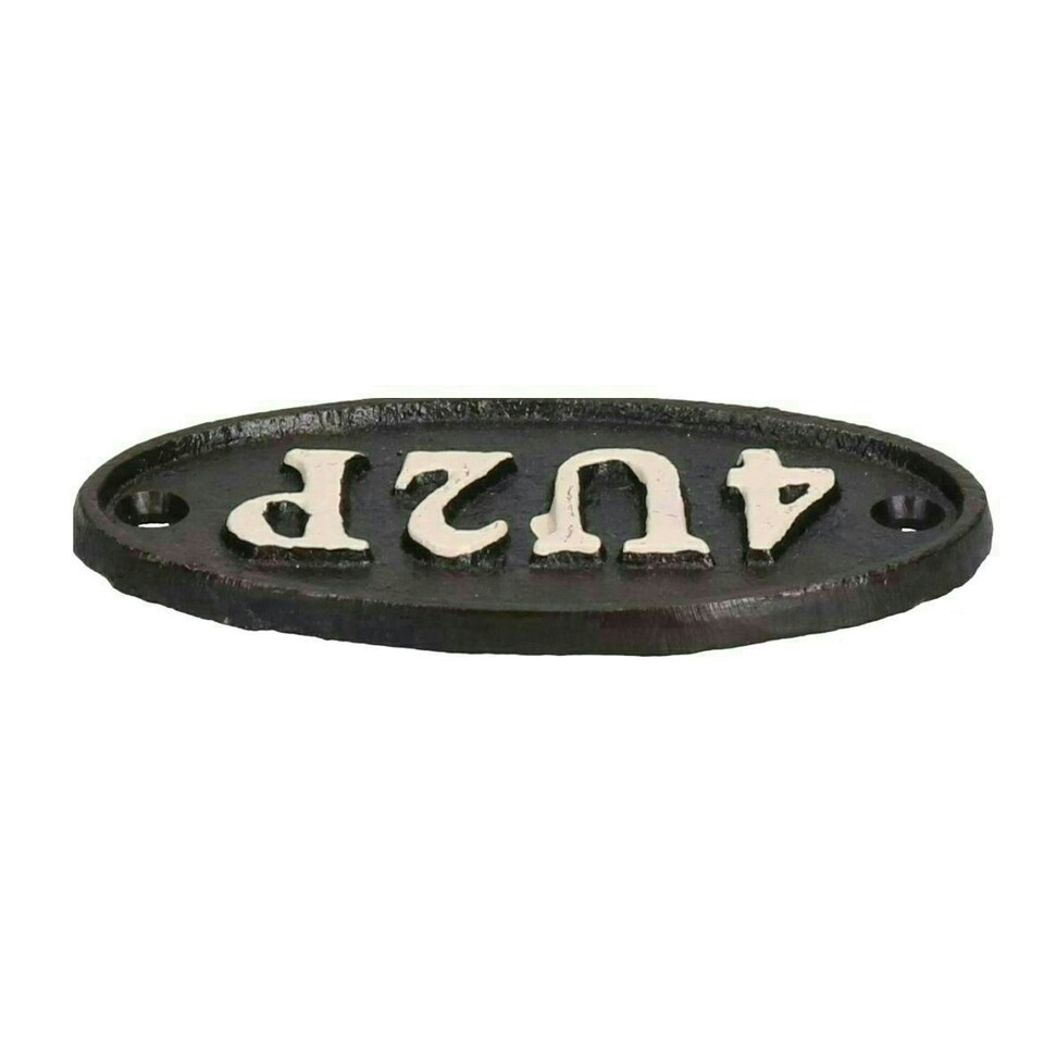 image 1 of 4U2P Toilet Bathroom Cast Iron Sign Plaque Door Wall House Work Office Shop