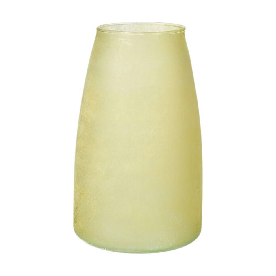 image 1 of Recycled Cloudy Frosted Glass Flower Vase - Citrus Yellow - H26 x W17cm