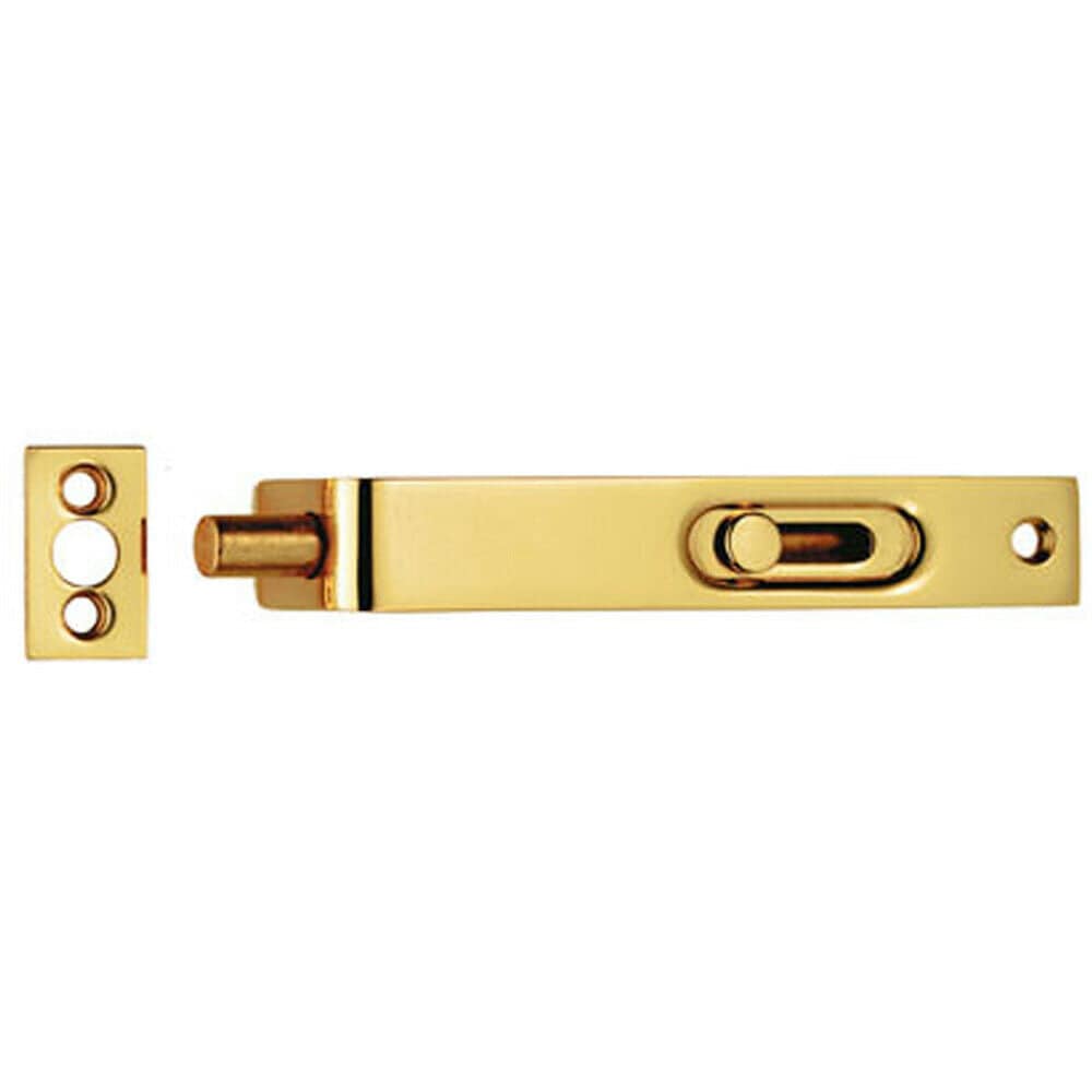 Loops Sunk Slide Flush Door Bolt with Flat Keep Plate 102 x 17mm Polished Brass in Metallics