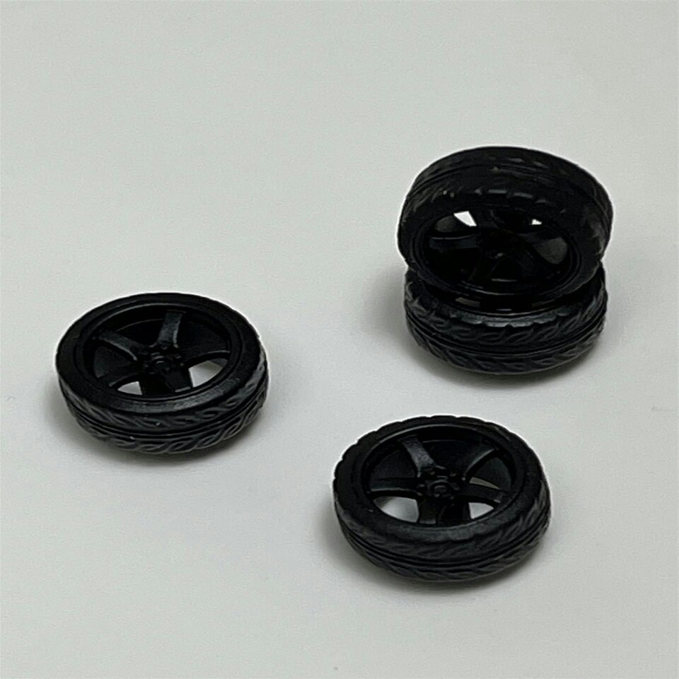 image 1 of BNDS Custom Wheel Parts Wheel and Tyre Set Flat Black 1:64 MOT Hobby BC26402SFB
