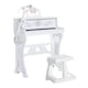 image 1 of HOMCOM 37 Keys Kids Piano Mini Electronic Keyboard Light Kids Musical Instrument Educational Game Children Grand Piano Toy Set w/Stool & Microphone & Music Stand (White) | White