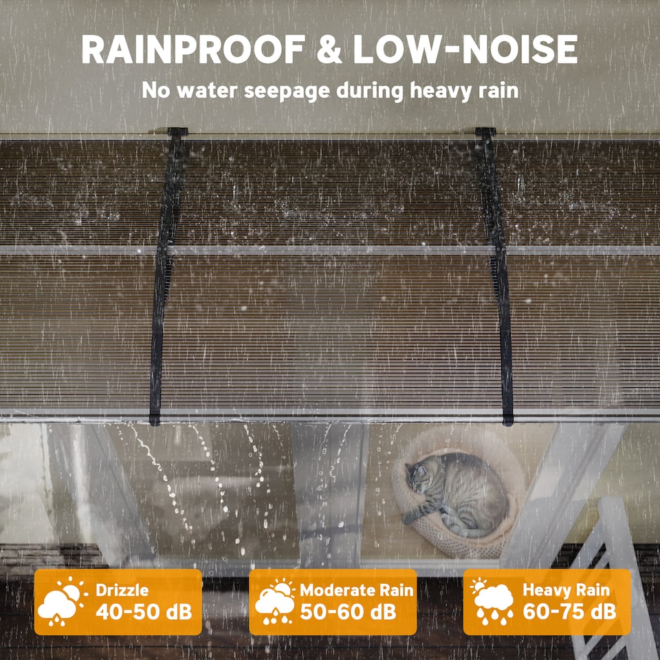 image 1 of Outsunny Door Canopy Outdoor Awning Rain Shelter for Window Porch, Brown | Brown