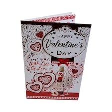 Red Glitter Hearts Classic Design Valentine's Day Card