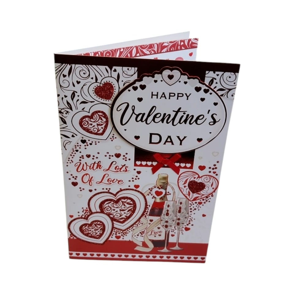 image 1 of Red Glitter Hearts Classic Design Valentine's Day Card