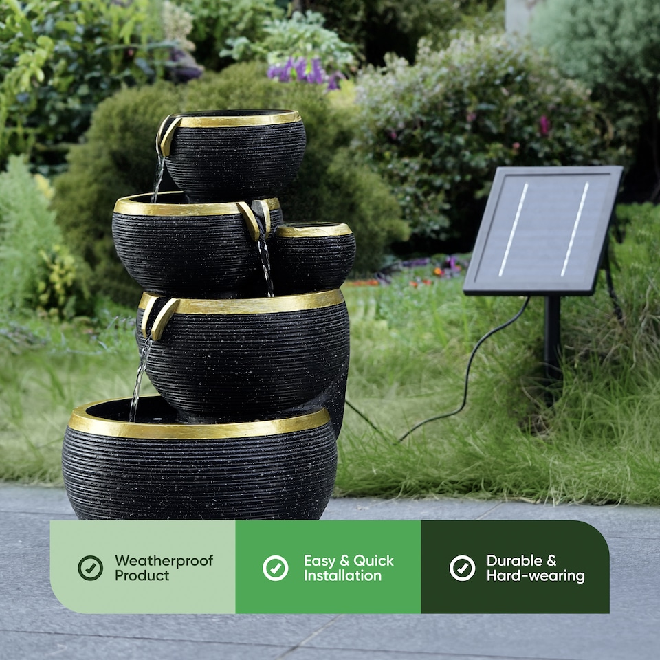 image 1 of Solar Midnight Gold 4-Tier Ripplefall Water Feature