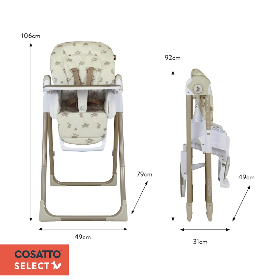 image 1 of Cosatto Pip Easy Clean Compact Highchair Birth to 15kg