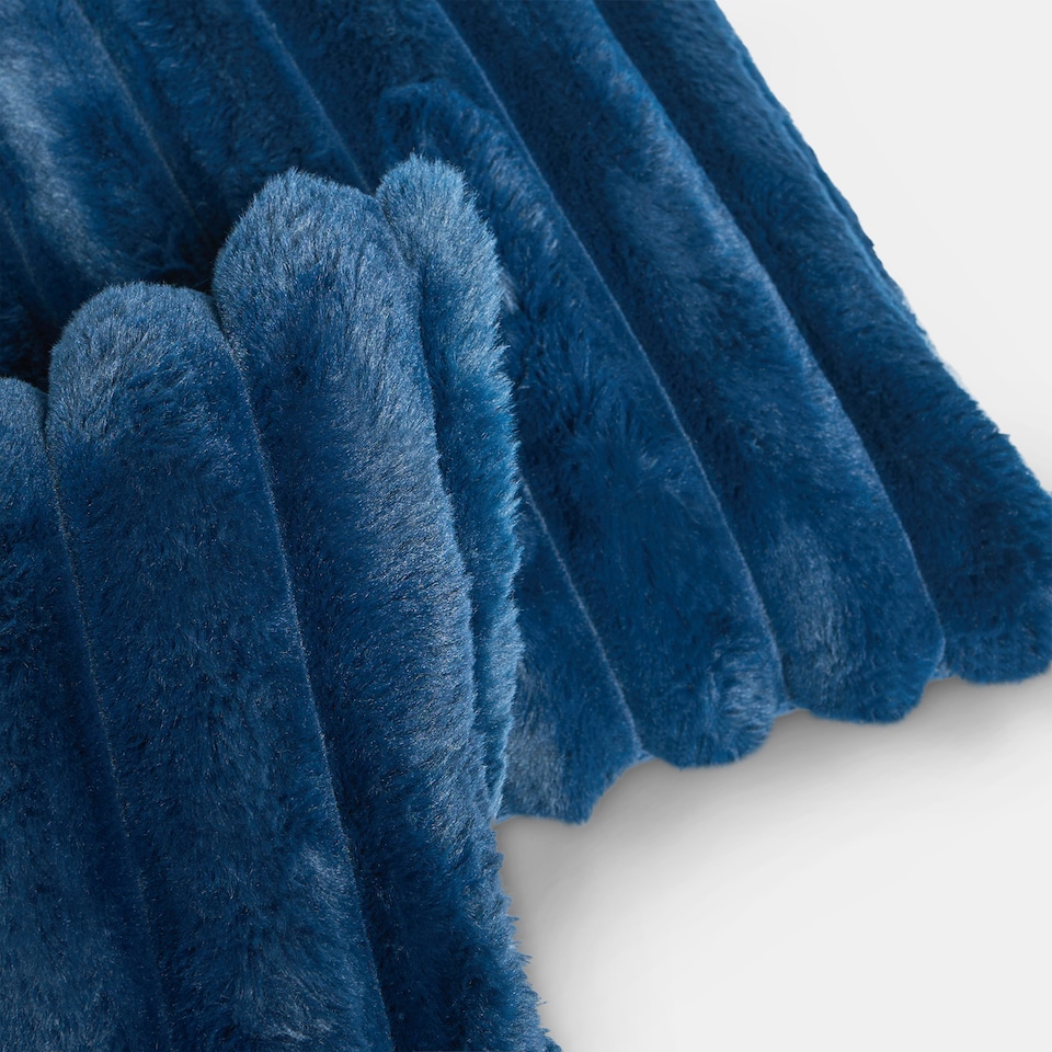 image 1 of OHS 2 Pack Jumbo Soft Faux Fur Ribbed Decorative Square Cushion Covers | Blue | Navy