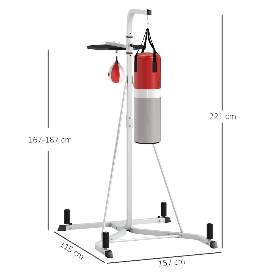 image 1 of HOMCOM Punchbag & Speedball Boxing Station Frame Freestanding | White | White