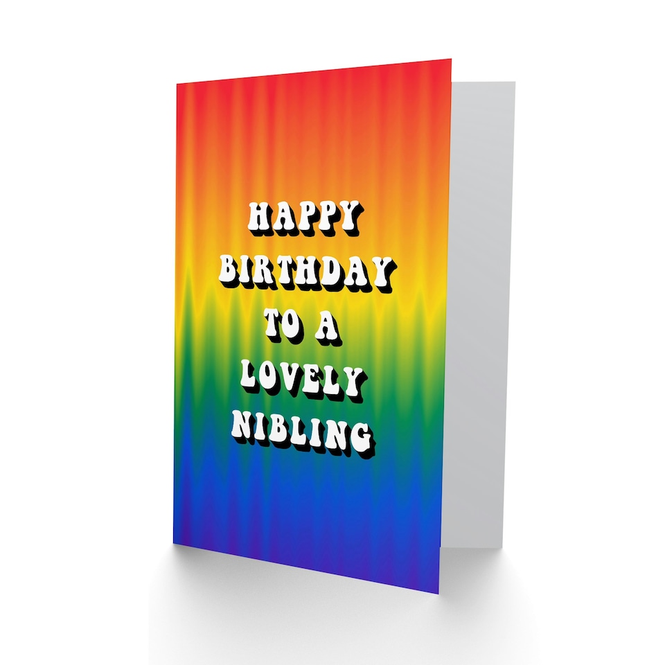 image 1 of Lovely Nibling Trippy Psychedelic Pride Non Binary Birthday Card