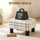 image 4 of HOMCOM Chic Linen Fabric Foot Stool Ottoman Cube with Legs
