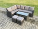 image 1 of Fimous 8 Seat Rattan Garden Furniture Corner Sofa Set Outdoor Patio Sofa Table Set with 2 Small Footstools Dark Grey Mixed