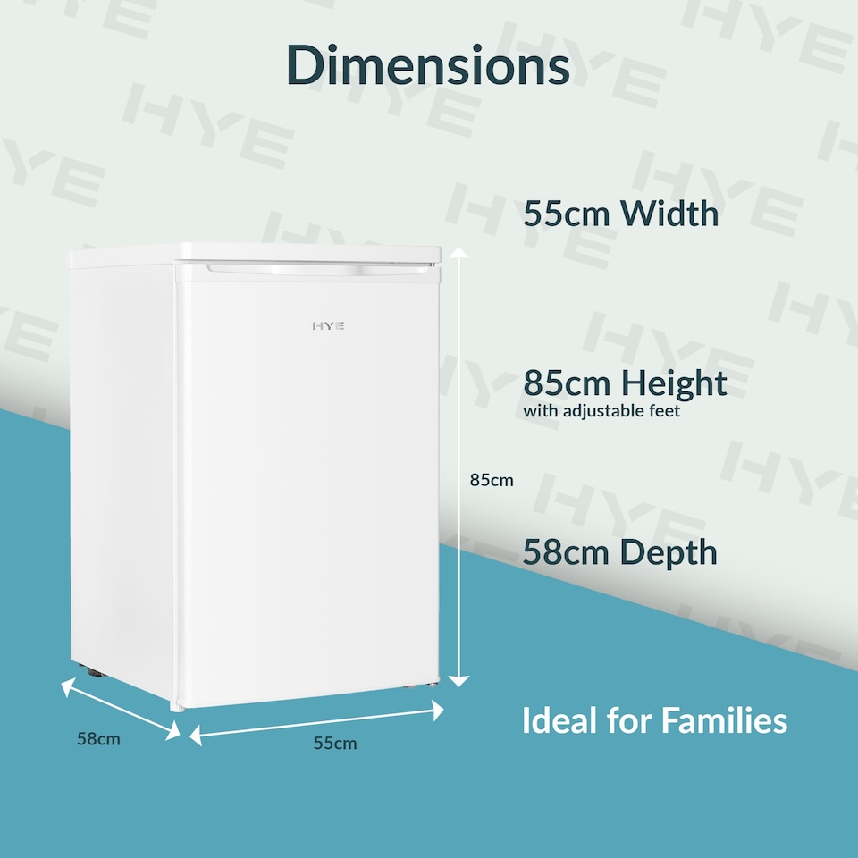 image 1 of HYE 127L Freestanding Under Counter Fridge, 55cm, White - RF01UCF127W01