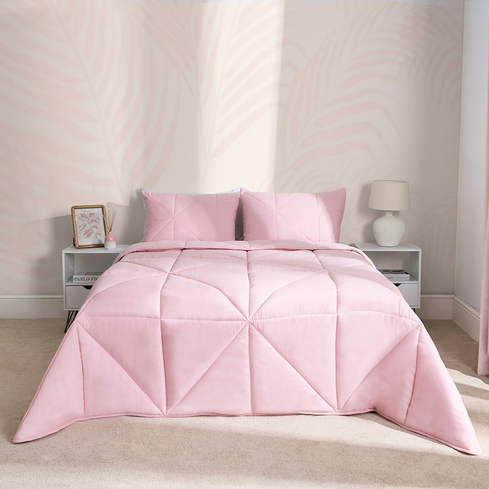 image 1 of OHS Coverless Quilted Geometric Embossed Soft Plush Cosy 7.5 Tog Washable Duvet Cover and Pillowcase Bedding Set Grey | Double