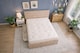 image 3 of Divan Bed Set Headboard and Footboard with Mattress 4ft6 Double Beige Suede Storage 2 Drawers Right Side Laying in Bed