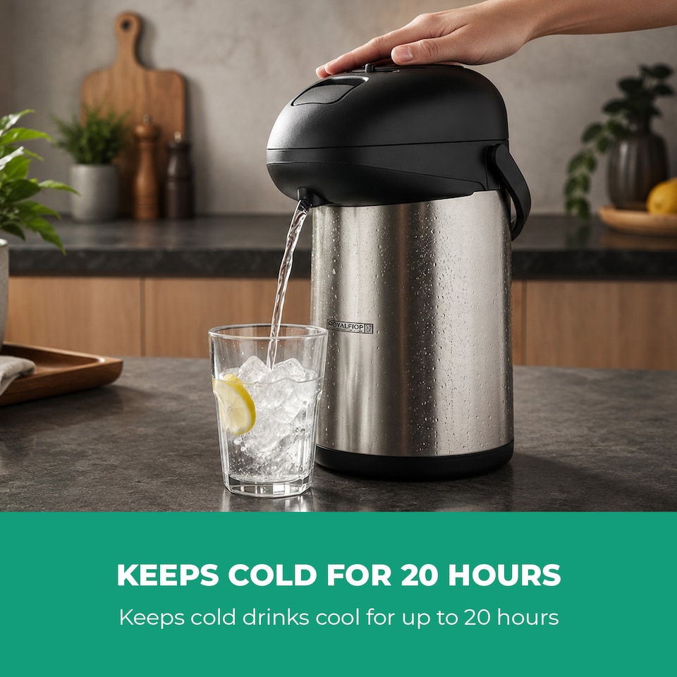 image 1 of Royalford 4L Insulated Vacuum Thermal Flask Jug