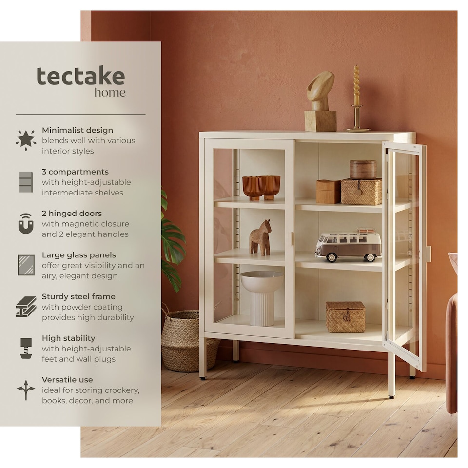 image 1 of metal display case | Cream | cream | 80 x 37 x 90.5 cm | 1