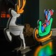 image 5 of 75cm Infinity Santa in Sleigh with Reindeer on Metal Base and Multi-Coloured LEDs