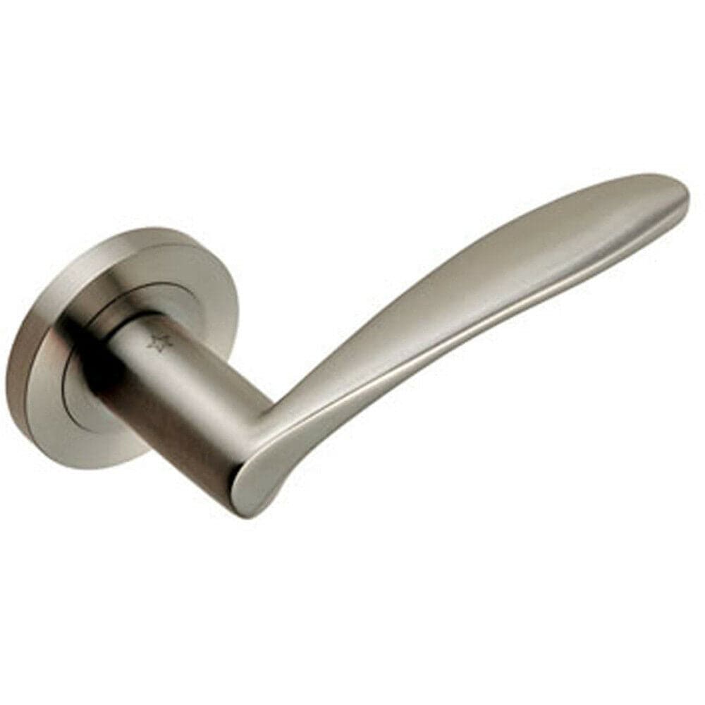 Loops PAIR Angular Design Curved Handle Concealed Fix Round Rose Satin Steel in Metallics
