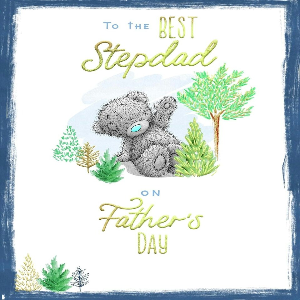 image 1 of Bear Sat By Trees 'Best Stepdad' Father's Day Card