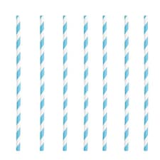 Powder Blue Striped Eco-Friendly Paper Straws - Pack of 10