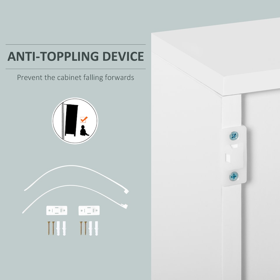 image 1 of HOMCOM High Gloss Frame Sideboard, Side Cabinet, Push-Open Design with 2 Drawer for Living Room, Bedroom, Light Grey and White