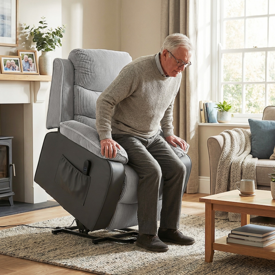 image 1 of HOMCOM Power Lift Riser Recliner Chair with High Back, Remote, Light Grey
