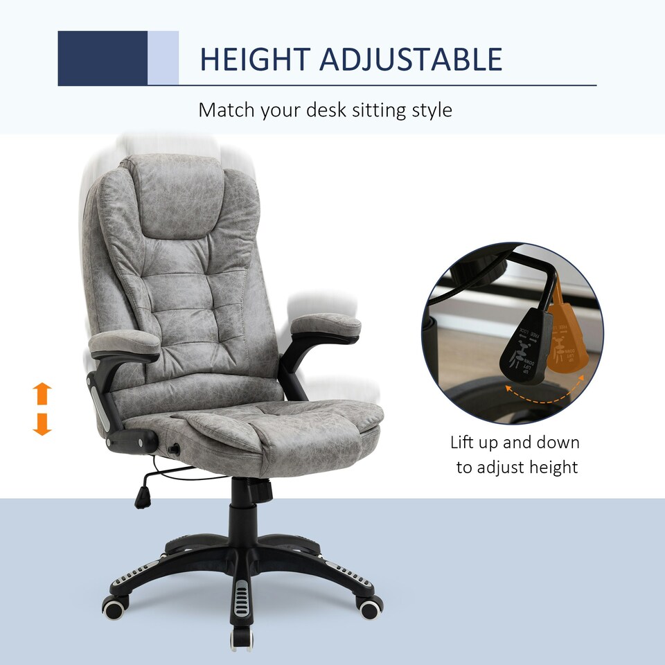 image 1 of Vinsetto High Back Home Office Chair Swivel Microfibre Fabric Desk Chair, Grey