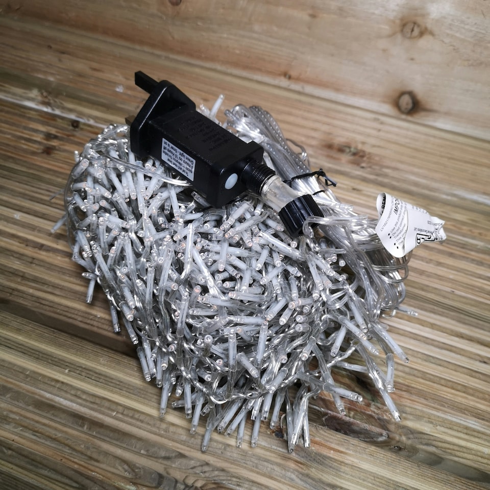 image 1 of 960 LED 12m Premier Cluster Indoor Outdoor Multi Function Mains Operated Christmas Lights with Timer on Clear Cable in Rainbow