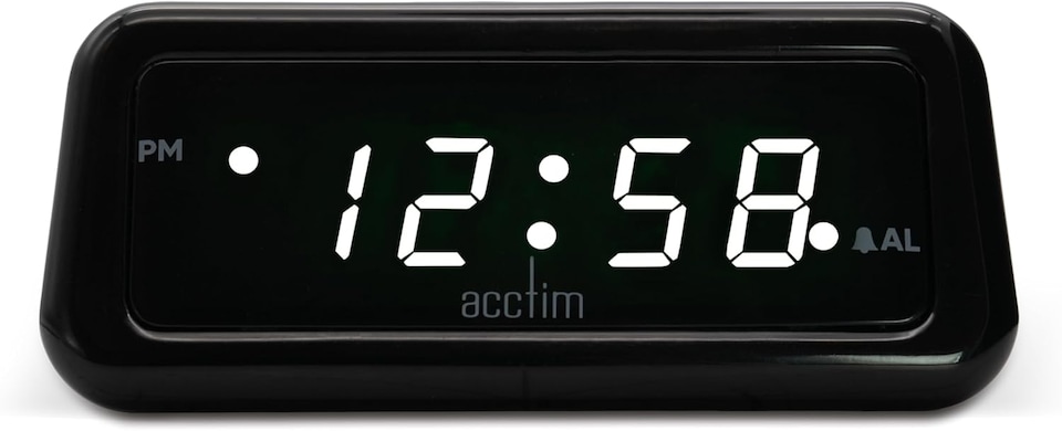 image 1 of Acctim Cory 0.6 inch LED Display USB-C Smart Connector Digital Alarm Clock | Black | Black/White