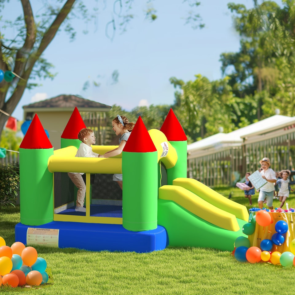 image 1 of HOMCOM Bouncy Castle with Slide Inflatable Bouncer Kids Jumper Bounce Castle