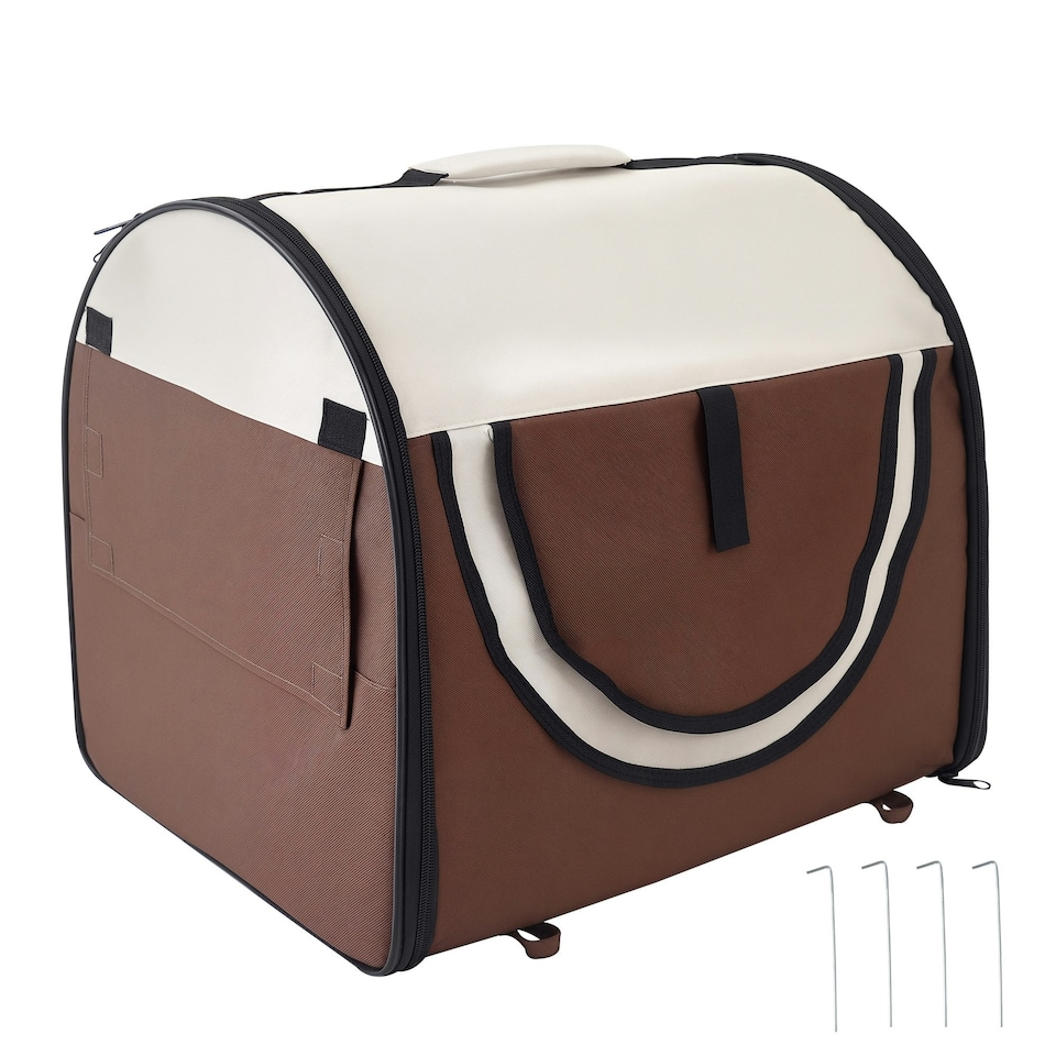 image 1 of PawHut Folding Fabric Soft Pet Crate Dog Cat Travel Carrier Cage Black | One Size
