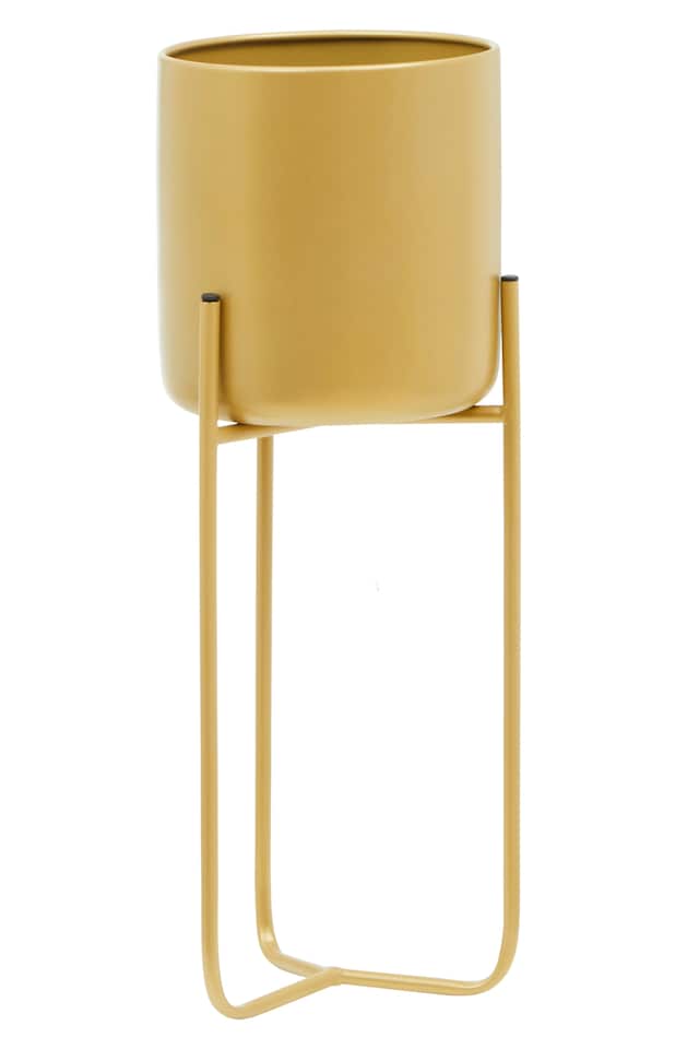 image 1 of Avento Large Gold Finish Floor Planter | Gold