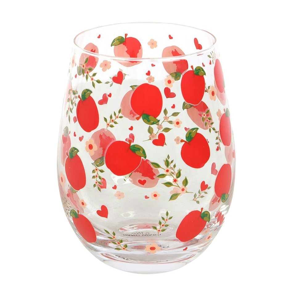 image 1 of Something Different Apple Stemless Glass - Red/Transparent/Green - One Size