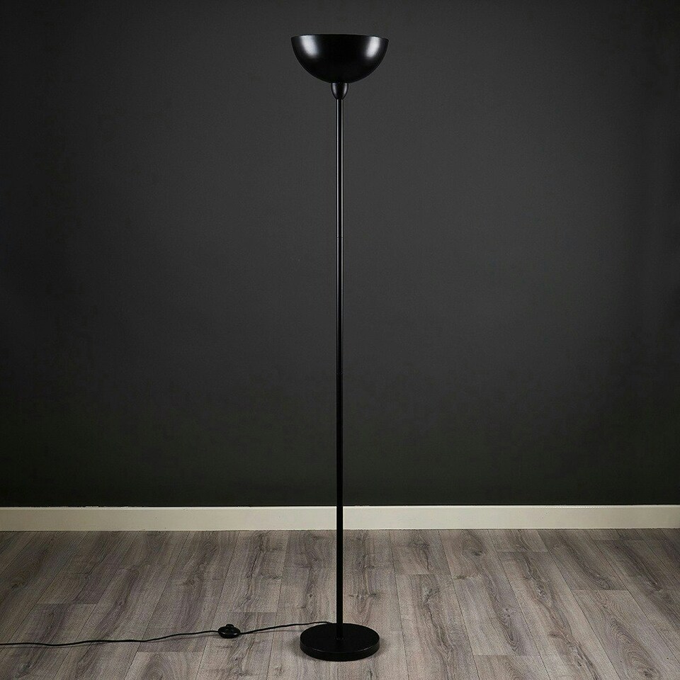 image 1 of ValueLights Forseti Matte Black Floor Lamp and LED Bulb