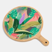 OHS Summer Print Bamboo Picnic Serving Board Lightweight Outdoor | Green | Colourful Palm