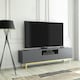 image 5 of Grey TV Unit 180cm Diamond Fronts Gold Legs Modern Media Cabinet | Grey | One Size | 1