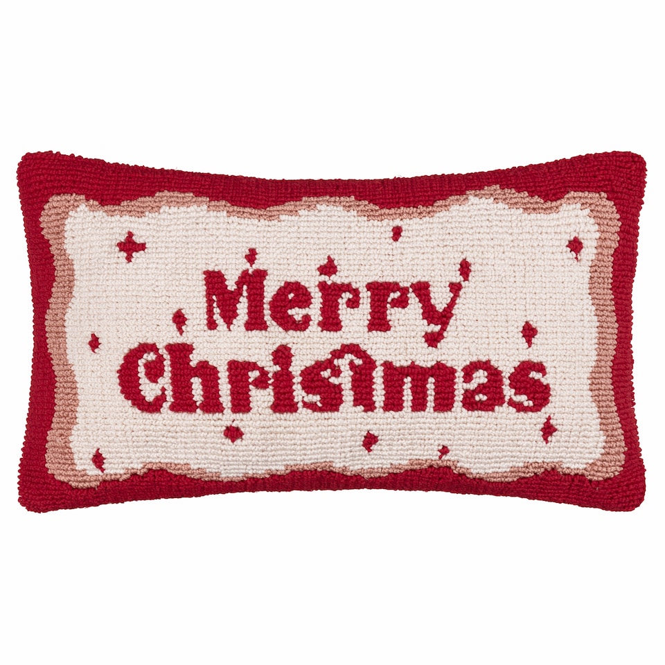 image 1 of Furn Candy Merry Christmas Tufted Cushion | Red | Red/White