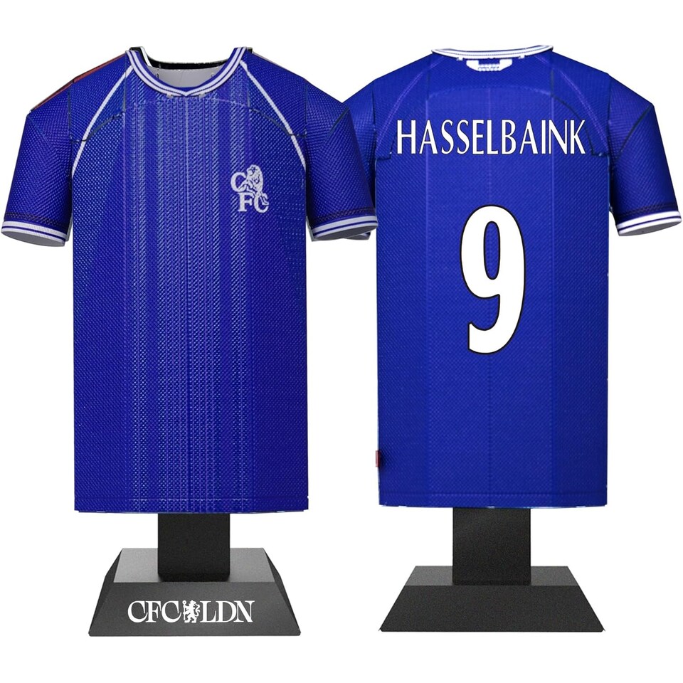 image 1 of RadStuff Metal Alloy Football Shirt - Retro Chelsea 2000/01 Home Alloy Shirt
