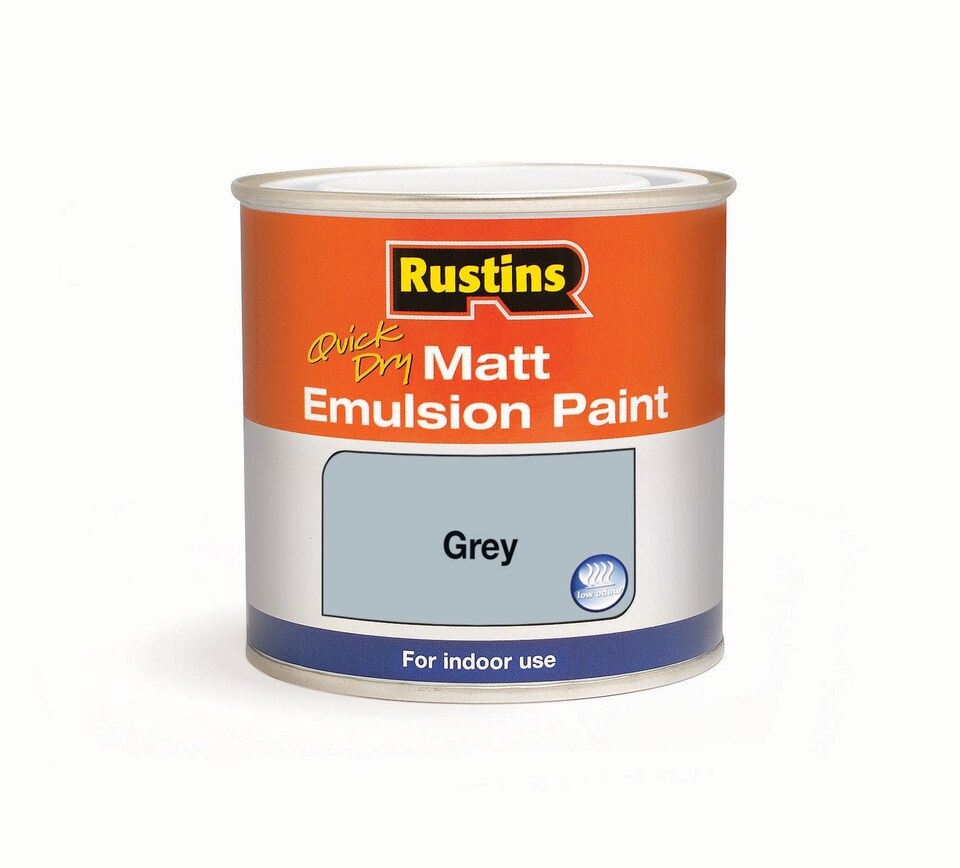 image 1 of Rustins Quick Dry Matt Emulsion Paint Grey 500ml