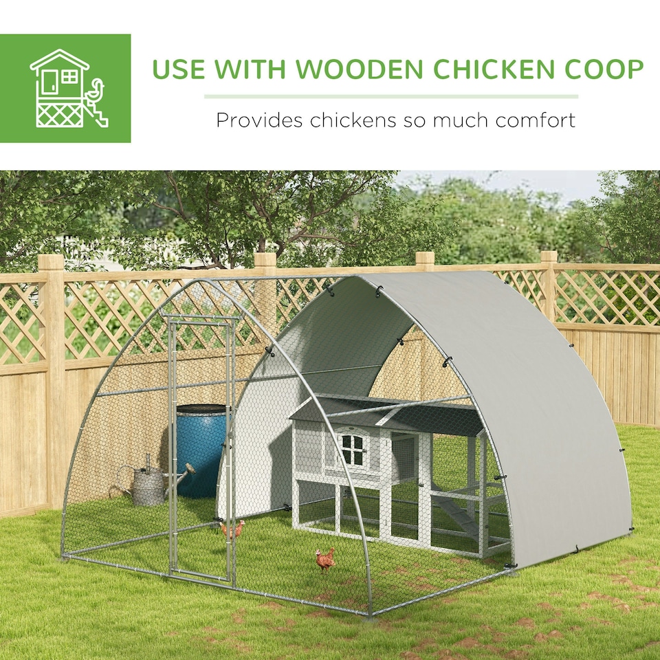 image 1 of PawHut Walk-In Chicken Run w/ Cover, for 8-12 Chickens, 3 x 3.8 x 2.2m