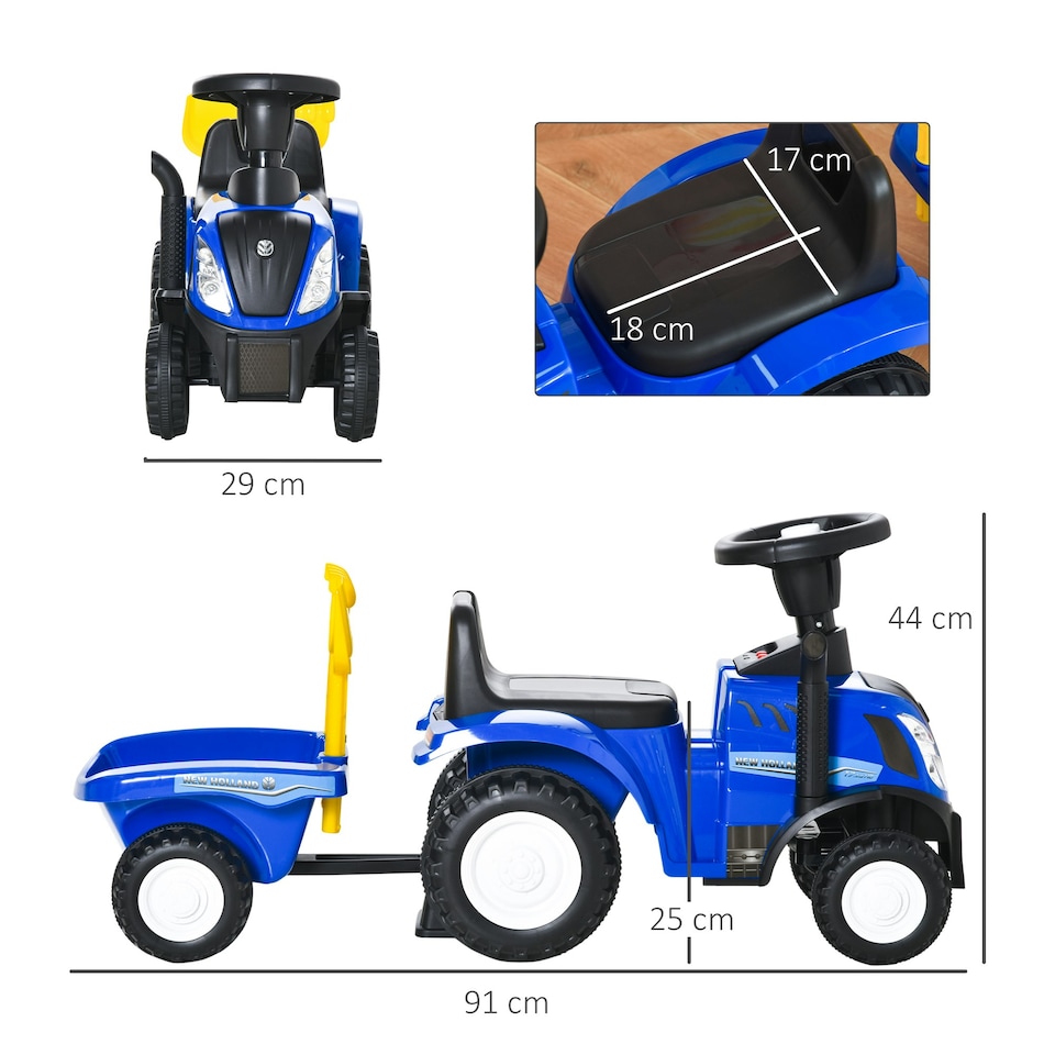 image 1 of HOMCOM Ride On Tractor Toddler Walker Foot To Floor Slider 12-36 Months Blue