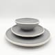 image 2 of Reactive Grey Glaze Dinner Set Nordic Pebble Plates & Bowls 18pc Set