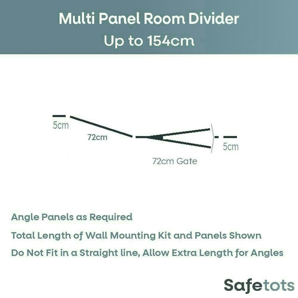 image 1 of Safetots Premium Extra Tall Room Divider, up to 154cm Wide, White, 105cm Tall, Multi Panel Flexible Room Barrier, Room Divider with Door for Baby White